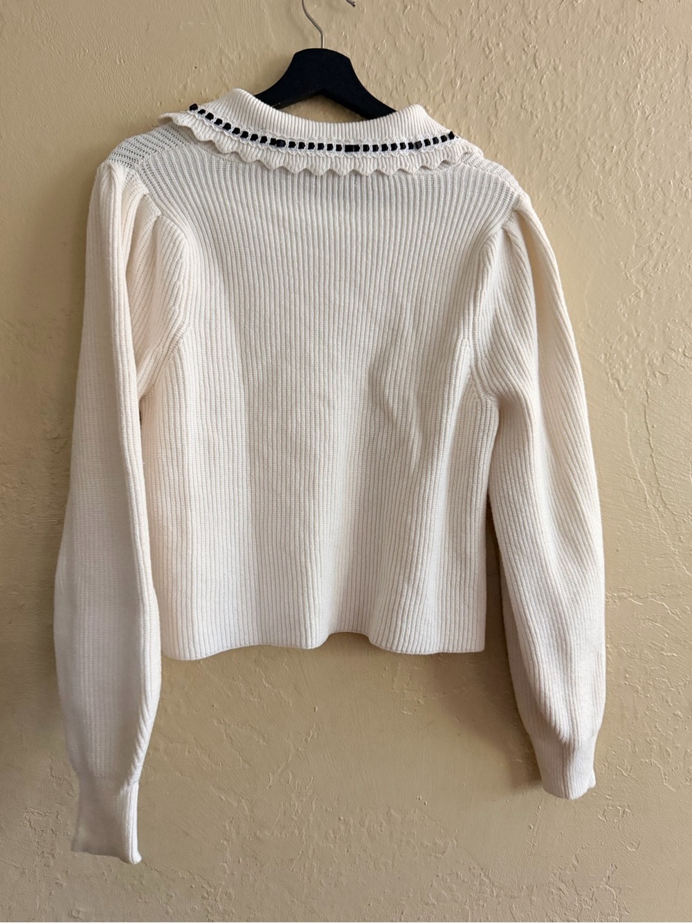 wild fable Cream Ribbed Knit Sweater with Green Logo Tag - Picture 3 of 5